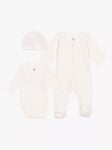 Petit Bateau Baby Dorsbien Cotton Sleepsuit, Bodysuit & Beanie Hat Set