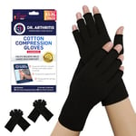 Doctor Developed Arthritis Gloves for Women & Men/Compression Gloves for Arthritis for Women & Men/Fingerless Gloves/Arthritis Pain Relief for Hands, With Doctor Handbook (2 Pairs, S)