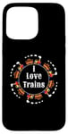 Coque pour iPhone 15 Pro Max I Love Trains Train Track Jouet électrique Train Train Tee