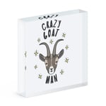 Crazy Goat Man Stars Acrylic Photo Block Frame Funny Animal