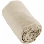 Drap housse flanelle coton 90x190 pour matelas épais Beige Sable