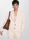 Mango Borges V-Neck Oversized Jacket, Light Beige