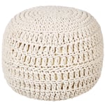 Pouf Rond en Coton Beige 40 cm Remplissage à Billes Polystyrène Décoratif Arpatu