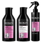 Redken, Routine Protectrice pour Cheveux Colorés, Prolonge et Sublime la Couleur, Brillance et Hydratation, Formule au pH Acide, Vitamine E et Arginine, Acidic Color Gloss