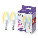 WiZ, ampoule LED connectée Wi-Fi nuances de blanc E14, équivelent 40W, 470 lumen, lot de 2, fonctionne avec Alexa, Google Assistant et Apple HomeKit
