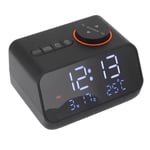 (Black) Music Alarm Clock FM Radio LED Electric Alarm Clock Temperature