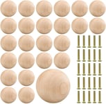 25 Pièces Boutons de Tiroir en Bois, 30mm Poignée de Meuble Ronde en Bois avec Vis, Bouton de Porte Placard Cuisine, Boutons d'Armoire Rond pour Cuisine Bureau Armoire Tiroirs Salon