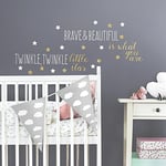 Stickers Repositionnables Message Twinkle Twinkle Little Star avec Paillettes