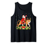 Xmas Decor Lights Funny Santa Riding Bengal Tiger Christmas Tank Top