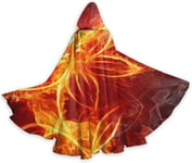 V153 Flaming Fire Flowers Täyspitkä Hupullinen Viitta Viitta Kaapu Cosplay-Asu Fancy Ca