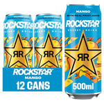 Rockstar Juiced Energy Drink - Mango - Non-Alcoholic - 160 mg Caffeine - Caffeinated Drink with Taurine, Guarana, Ginseng, & B-Vitamins - 12 x 500ml cans