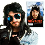 Aws Mullet Wig - Black Fancy Dress Long Wig For Men And Women, Waynes World, Or