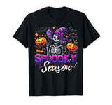 Spooky Season Skeleton and Pumpkin Gothic Witch Halloween T-Shirt