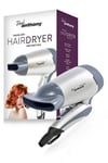 Travel Hairdryer Hair Dryer Folding Handle - Compact Small Dual Voltage - Silver