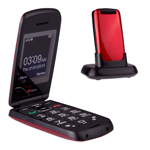 Clamshell Flip Phone Red Unlocked with O2 Bundle SIM for Seniors Easy Use