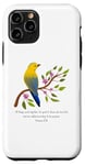 Coque pour iPhone 11 Pro Romans 8:28 All Things Verse de la Bible avec motif fleur et oiseau