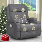 SQUEBILIFE Recliner Chair For the Elderly with Massage & Heat, Extended Footrest, USB+Type C Ports, Padded Recliners Cushion Backrest, Dual Cup Holders Side Pockets Comfy Recliner Armchair Lounge Sofa