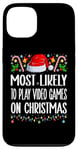 Coque pour iPhone 13 Les plus susceptibles de jouer à des jeux vidéo sur des pyjamas amusants de Noël