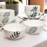 Emerald Green Leaf Bowls Set Of 6 Country Leaves Cereal Oatmeal Breakfast Dishes