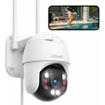 Iegeek - 360° Camera Surveillance ExterieurWiFi ptz Caméra ip Suivi Automatique Pan 355° Tilt 90° Vision Nocturne Couleur Audio pir - white