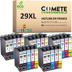 Comete,Marque Française-29Xl-25 Cartouches D'Encre Compatibles Avec Epson 29 Xl Fraise-Pour Epson 29 Cartouche Xp 245 Xp 247 (10 Noir 5 Cyan 5 Magenta 5 Jaune)