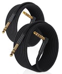 RUXELY Câble Stéréo Audio Jack 6,35 mm (4,5M/2 Pack) Cordon Coudé Instrument TRS 1/4 Mâle vers Mâle à Angle Droit pour Guitare Électrique,Basse,Clavier,Table de Mixage,Amplificateur,Égaliseur