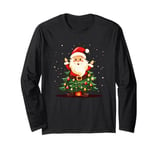 Santa Claus Meets the Christmas Tree for Holiday Magic Long Sleeve T-Shirt