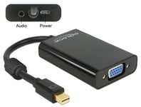 Delock Adapter mini Displayport 1.1 male > VGA female + Audio + Power - videokonverter - svart  hvit