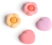 GeekShare Silicone Joycon Thumb Grip Caps, Joystick Cover Compatible with Nintendo Switch/OLED/Switch Lite,4PCS - Heart & Flower (Pink&Yellow)