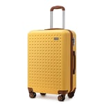 Kono Grande Valise 76cm, Valise Soute en ABS Valise Rigide 4 roulettes Valise de Voyage avec Serrure TSA (Jaune)