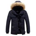 Doudoune Homme Hiver Outwear Blouson Sport Chaud Manteau Militaire Parka Fausse Fourrure Avec Coupe-Vent Fit Grande Vêtements Masculin Xdm2