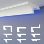 Heximo - Profilé de joint d'ombre led Moulures, éclairage indirect xps Polystyrene Plafond sec: 30.6 mètres / 18 baguettes, HLED-14 - 90x35 mm (de)