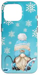 Coque pour iPhone 16 Pro Blue Winter Gnome Snowflakes For Men Who Loves Ice Fishing