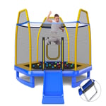 7FT Kids Trampoline 3-in-1 Indoor & Outdoor Trampoline Slide with Ocean Balls