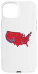 Coque pour iPhone 15 Plus Red Wave Carte des États-Unis dans l'élection présidentielle de 2024