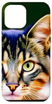 Coque pour iPhone 12 Pro Max Visage De Chat Tabby Moustaches Oeil Vert Photo Gros Plan