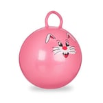 Relaxdays 10022554_52, 45 cm, Pink Kids Bouncy Ball with Handle, Bunny, For In-and Outdoors, Animal Print, Space Hopper, Diameter