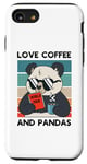 Coque pour iPhone SE (2020) / 7 / 8 Ours panda amusant buvant du café vintage coucher de soleil