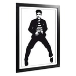 Big Box Art Framed Print of Elvis Presley The Jailhouse Rock (2) Design | Wall Art Picture | Home Decor for Kitchen, Living Room, Bedroom, Hallway, Black, A2 / 24.5x18 Inch / 62x45cm