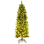 6FT Pre-Lit Artificial Christmas Tree Hinged Pencil XmasTree