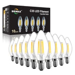 BRIMAX Ampoules LED E14, Non-dimmable, 6W, Equivalent à 60w Ampoule Incandescente, Blanc Chaud 2700K, AC220-240V, Ampoule à Filament LED C35 pour Lampe de chevet, Applique, Lustres, Paquet de 10