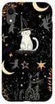 Coque pour iPhone XR Carte de Tarot Vintage Croissant de Lune Chat Noir Chapeau Sorcière