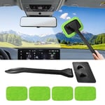 deemars Outil de Nettoyage de Vitres de Voiture, Nettoyant de Verre de Voiture, Kit de Nettoyage de Voiture avec 4 Plaquettes et Poignée, Universal Car Outils pour la Plupart des Voitures (Verte)