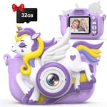 Kids Camera, Hangrui Kids Camera for Girls, 2.0 Inch Digital Camera for Kids, 20MP &1080P HD Selfie Childrens Camera, Christmas and Birthday Gifts Toy Toddler Camera for Girls Boys Aged 3-10 -Purple