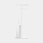 Brabantia - Mindset Toilet Butler - Bathroom Shelf, Toilet Roll Holder and Hygienic Toilet Brush - Corrosion Resistant Steel - Stable and Non-Slip Base - Fresh White - 75.5 x 12.5 x 29 cm