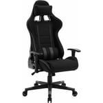 Woltu - Fauteuil Gaming Hauteur Réglable, Chaise Gaming en Tissu, Fauteuil de Bureau, Chaise Ergonomique, avec Appui-tête, Coussin Lombaire, Fonction