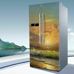 Double Door Fridge Sticker Vinyl Refrigerator Decal Full Door Coverage Mural