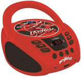 Lexibook, Miraculous Ladybug Cat Noir, Radio CD player, microphone jack, aux-in jack, AC or battery-operated, Red/Black, RCD108MI