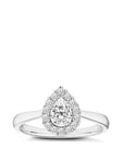 Ernest Jones 9ct White Gold 0.33ct Total Diamond Pear Shaped Halo Ring, One Colour, Size L, Women