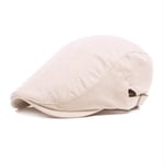 QB Chapeau de béret en Velours côtelé Solide pour Femmes Hommes Casquette Plate Blanche béret réglable Femelle Bec de Canard Casquette à Pointe Bonnet-Beige, tête de 56-60Cm